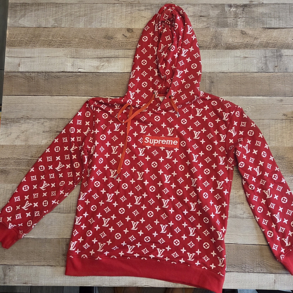 Supreme Red Patterned Hoodie - image 1